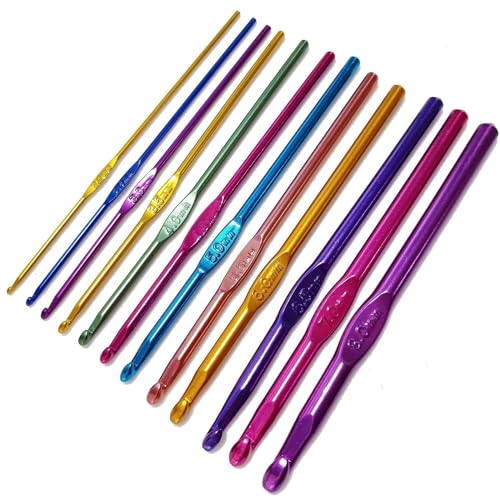 Häkelnadel Set,12 Stück Aluminium Stricknadeln,Stricknadeln Häkeln Häkelnadeln,Bunte Aluminium Crochet Nadeln Häkelnadeln Stricknadeln Crochet Hooks Stricknadeln(2,0-8,0 mm) von LiJuanWang