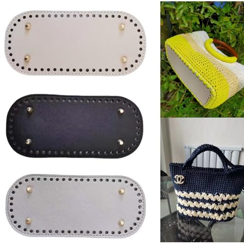 Taschenboden,3 Stück Taschenboden zum Häkeln,22x10cm Taschenboden PU Leder,Tasche Bodenformer Kunstleder Boden Beutel Bottom Shaper Pad Mit Löchern,für Strickbeutel Handgefertigte DIY Tasche von LiJuanWang