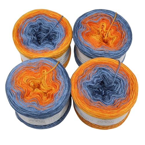 Farbverlaufsgarn Cupcakes - Blue & Orange Gesamt 280g 3Fädig 4x 350m wolle bobbel colour gradient von LiLu´s Märchengarne