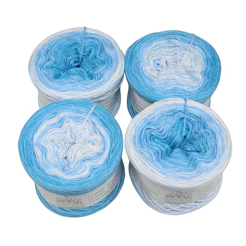 LiLu´s Märchengarne Farbverlaufsgarn Cupcakes - Himmelblau Topping Gesamt 280g 3Fädig 4X 350m Wolle bobbel Colour Gradient von LiLu´s Märchengarne