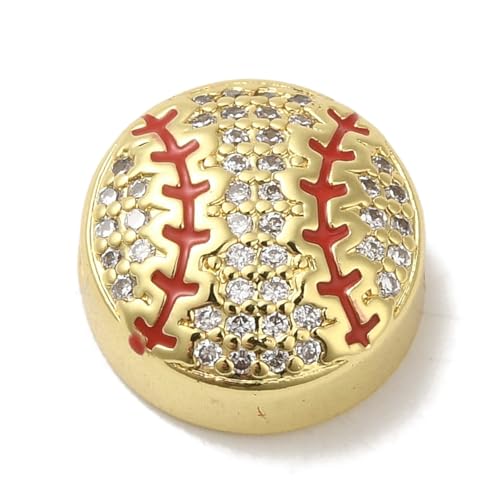 LiQunSweet 10 Stück Baseball-Messing-Zirkonia-Perlen, Sportballspiele, lose Abstandshalter, Perlen für DIY-Schmuck, Armbänder, Halsketten, Ohrringe, Basteln, Dekoration von LiQunSweet