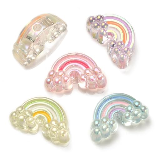 LiQunSweet 100 Stück UV-beschichtete Regenbogen-schillernde Acrylperlen, himmlische Emaille-Perlen für DIY-Schmuck, Armbänder, Halsketten, Ohrringe, Handwerk, Tasche, Schlüsselanhänger, Dekoration von LiQunSweet