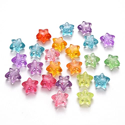 LiQunSweet 1350 Stück bunte transparente Stern-Acrylperlen, 11 mm, Mini-Perlen, niedlich, himmlische Abstandshalter für Schmuck, Halsketten, Armbänder, Schlüsselanhänger, Stifte, Bastelarbeiten von LiQunSweet