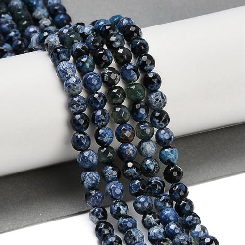 LiQunSweet 330 Stück 6 mm dunkelblaue facettierte runde Achat-Perlen aus natürlichem Feuerrost, lose Perlen für DIY-Schmuck, Armband, Halskette, Handwerk, Schlüsselanhänger, Taschendekoration von LiQunSweet