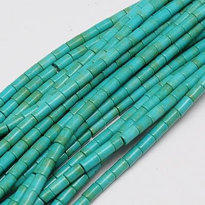 LiQunSweet 5 x 3 mm, 70 Stück synthetische türkisfarbene Säulen-Perlen, Röhren-Zylinder-Edelstein, lose Abstandshalter-Perlen für DIY-Schmuck, Handwerk, Armband, Halskette, Ohrringherstellung von LiQunSweet