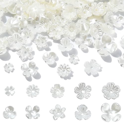 LiQunSweet Abstandshalter aus ABS-Kunststoff, 10 Stile, Kunstperlen, Blumen-Perlen, weiß, Acryl, Abstandshalter, Perlen für DIY-Schmuck, Bastelzubehör, Lieferant, 200 Stück von LiQunSweet