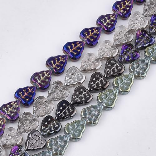 LiQunSweet Galvanisierte Glasperlen in zufälliger Farbe, 260 Stück, kleine Blätter, Glasperlen, Glasperlen für Schmuckherstellung, Halsketten, Armbänder, Ohrringe, DIY von LiQunSweet