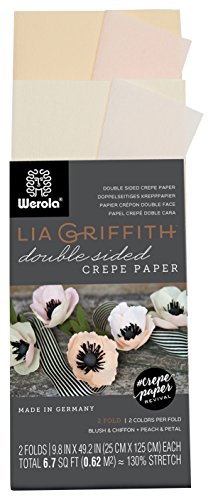 Lia Griffith Doppelseitiges Krepppapier, Falzrolle, 18 m², Verschiedene Farben (LG11019), Papier, Rouge und Chiffon, Blütenblatt und Pfirsich, 6.7-Square Feet von Lia Griffith