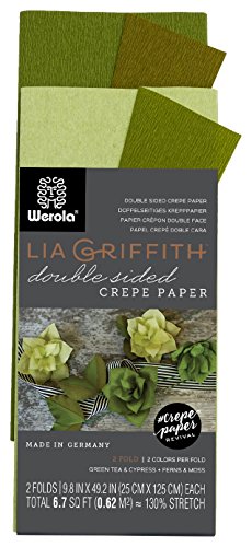 Lia Griffith extra feines, doppelseitiges Krepppapier mit 4 Farben pro Packung (grüner Tee, Zypresse und Farne, Moos) von Lia Griffith