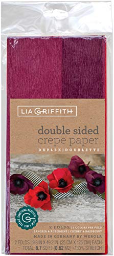 Lia Griffith Krepppapierrolle Doppelseitiges Krepppapier, falten, rollen 6.7-Square Ft Sangriand Aubergine, Cherry and Raspberry von Lia Griffith