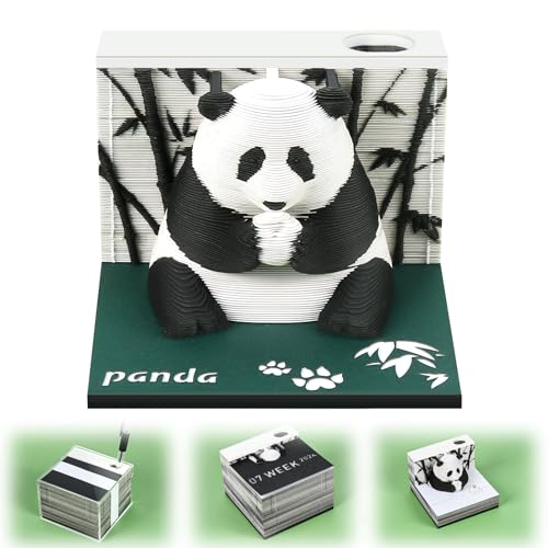 3D-Notizblock, 2025 Tischkalender-Notizblock, Schreibtischkalender ohne Licht, Wochenkalender Panda 2025 Schreibtisch Kalender 3D Memo Pad Papier Schnitzen Geschenk Desktop Dekoration von Liamostee