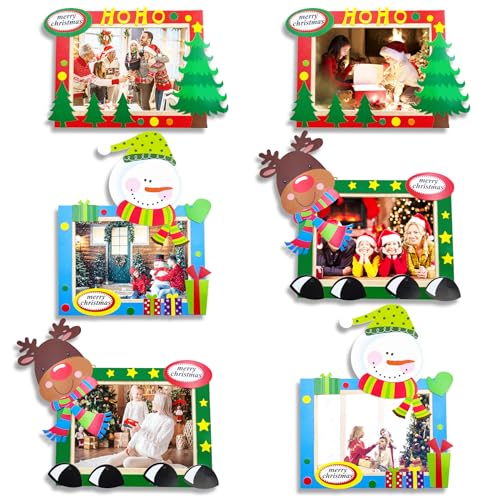 Lianxuia 6 Stück Weihnachts-Bilderrahmen, Holz DIY Weihnachten Fotorahmen Ornament, Weihnachten Bilderrahmen Bastelset für Kinder DIY Weihnachtsbaum Dekorationen von Lianxuia