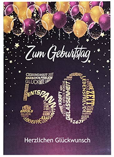 Einzigartige Geburtstagskarte 50 große Glückwunschkarte 50 Geburtstag A5 Karte 50 mit Glückwünschen Zahl 50 Klappkarte 50. Geburtstag Frauen Männer von Libetui Cards