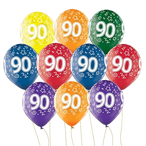 10 bunte Luftballons 90. Geburtstag Made in EU Metallic 30cm Ballons 90 Geburtstag 90 Jahre Party Ballon 90 Dekoration Luftballons Zahl 90 von Libetui