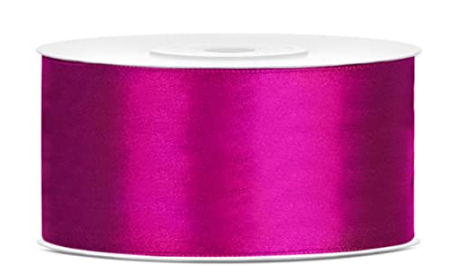 25 Meter Satinband Fuchsia 38mm Schleifenband Satin Dekoband Geschenkband Geschenkverpackung Blumenband Hochzeit Band Fuchsie 38mm von Libetui