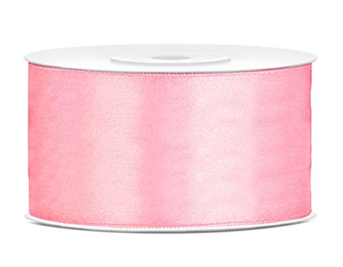 25 Meter Satinband Hellpink Band helles Pink Breite 38mm Schleifenband Satin Dekoband Geschenkband Deko Band Hochzeit pinke Schleife von Libetui