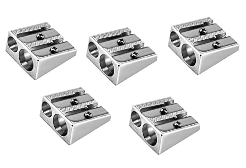 5 Stück Anspitzer Metall Doppelspitzer Bleistiftspitzer Doppelspitzer Metall 2 Größen für normale und dicke Bleistifte Buntstifte 8mm/11mm, ideal für Schule und Büro von Libetui