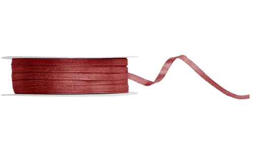 50 Meter Satinband Dunkelrot 3mm Satinband bordeaux Schleifenband Dunkelrot Satin Dekoband Weinrot Geschenkband dunkelrotes Dekoband Weihnachtsdeko Geschenkverpackung Hochzeit Band Weinrot von Libetui