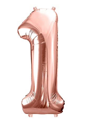 XXL Luftballon 1. Geburtstag Folienballon 1 Geburtstag 100cm Metallic Rosegold Hochwertig Ballon 1 Deko erstes Jubiläum 1. Geburtstag Mädchen von Libetui