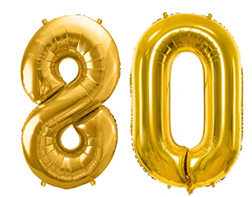 Luftballon 80. Geburtstag Ballon 80 Gold Folienballon 80 XXL Größe 86cm-100cm Gold Metallic Dekoballon 80 Geburtstag Deko Jubiläum 80 Jahre Folienluftballon Zahl 80 Gold von Libetui