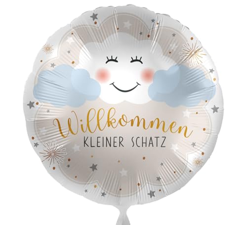 Folienballon Baby 'Willkommen - Kleiner Schatz' Ballon Geburtsparty Babyparty Hallo Baby Dusche Willkommen Baby Luftballon Baby, Made in EU, Helium geeignet, von Libetui