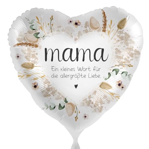 Folienballon ' Mama - ein kleines Wort für die aller größte Liebe' Blumen Boho Stil Ballon Muttertag Deko Geschenk Mama Geburtstag Mutter Luftballon Geschenk Mutti, Made in EU, Helium geeignet von Libetui