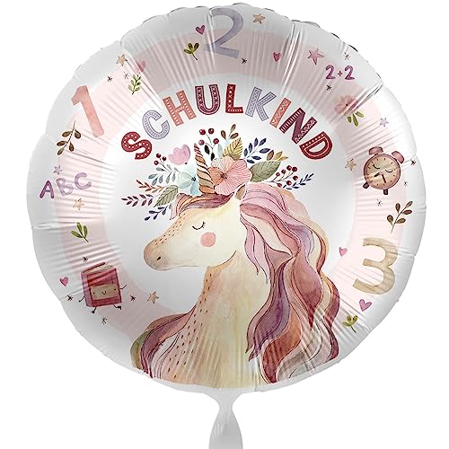 Folienballon Schulkind Einhorn Luftballon zum Schulanfang Geschenk Schulkind Mädchen zur Einschulung Ballon Schulbeginn Helium geeignet Made in USA & Germany von Libetui