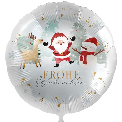 Folienballon fröhlicher Weihnachtsmann Schneemann 'Frohe Weihnachten' Santa Rentier Merry Christmas Ballon Deko Weihnachtsparty Weihnachtsfeier Luftballon Made in Deutschland, Geschenk zu Weihnachten von Libetui