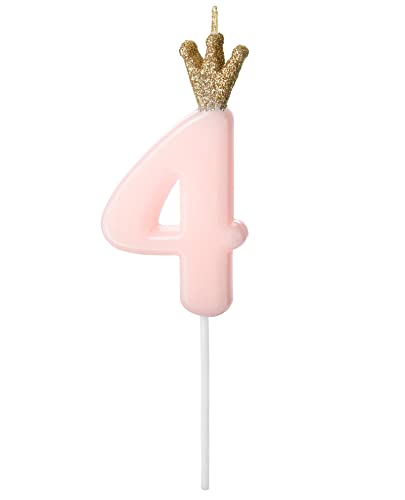 Geburtstagskerze 4 Zahlenkerze 4 Glitzer Kerze 4 Geburtstag Mädchen Frauen 4. Geburtstag Deko Torte Kuchendeko Kuchenaufstecker 4 Rosa Gold 9,5cm von Libetui