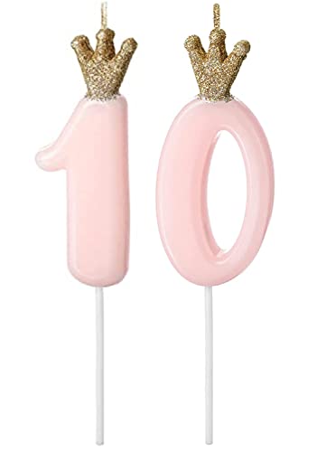 Geburtstagskerzen 10 Zahlenkerze 10 Glitzer Kerze Zahl 10 Geburtstag Mädchen Deko Geburtstag Torte Kuchen Geburtstag 10 Jahre Kerze Rosa Gold 9,5cm von Libetui