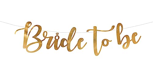 Girlande BRIDE TO BE Gold Banner für JGA Party Deko Anhänger für Hochzeit Verlobung Braut und Bräutigam, 80 x 19cm von Libetui