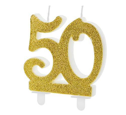 Kerze 50. Geburtstag Zahlenkerze 50 Gold Geburtstagskerze 50 Zahl 50 Deko 50. Geburtstag Torte Kuchen Topper Deko Geburtstag 50 Jahre Kerze 50 Gold von Libetui