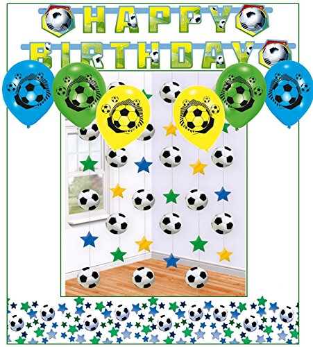 Libetui Kinder Geburtstag Dekoration Fußball Soccer Happy Birthday Deko Partykette Girlande Banner Konfetti Fussball für Party oder Kindergeburtstag von Libetui