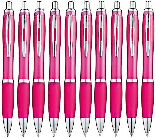 Libetui Set 10 ergonomische Kugelschreiber Rosa Druckkugelschreiber pinke Kulis rutschfeste Griffzone Großraumine Büro Haushalt Praxis blauschreibend Kuli Set Pink von Libetui