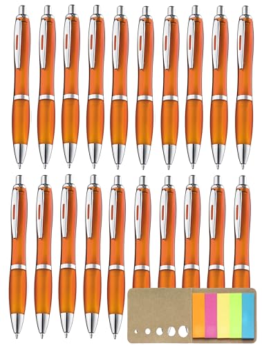 Libetui 20 Stück ergonomische Kugelschreiber orange rutschfeste Griffzone Druckkugelschreiber Orange Großraumine Blauschreibend Gehäuse Orange, mit Haftstreifen von Libetui