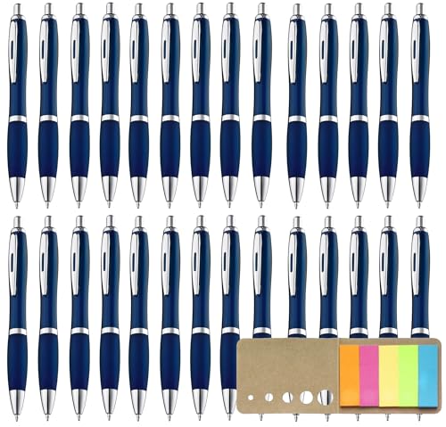 Libetui 50er Pack ergonomische Kugelschreiber Set Kulli blauschreibend rutschfeste Griffzone Großraumine Blau Kuli Haushalt Büro Schule Gehäuse Dunkelblau Navy von Libetui