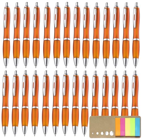 Libetui 50er Set Kugelschreiber ergonomisch orange rutschfeste Griffzone Druckkugelschreiber Orange Großraumine Blauschreibend Gehäuse Orange, mit Haftstreifen von Libetui