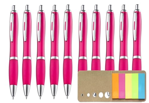 Libetui Set 10 ergonomische Kugelschreiber Rosa Druckkugelschreiber pinke Kulis rutschfeste Griffzone Großraumine Büro Haushalt Praxis blauschreibend Kuli Pink ballpoint pens von Libetui