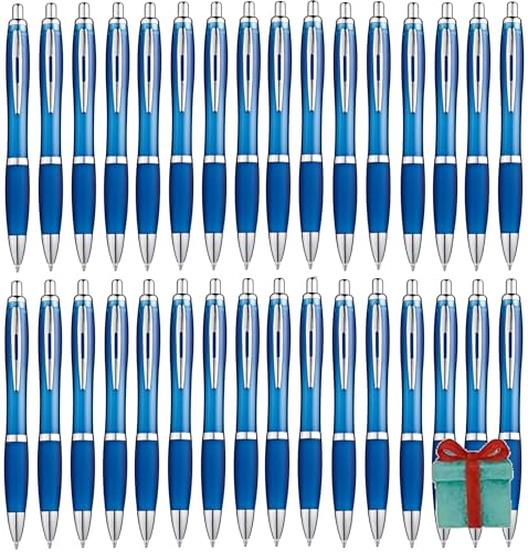 Libetui Set 50er ergonomische Kugelschreiber Blau Druckkugelschreiber Blaue Großraummine Kulis Büro Praxis Uni Haushalt Kuli Set 50 Kugelschreiber Blau von Libetui