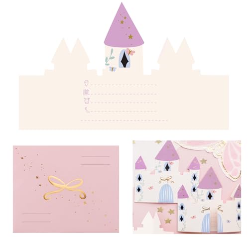 Libetui Set 6 Einladungskarten Schloss Prinzessin Geburtstag Mädchen Kindergeburtstag Einladungen Mädchen Party Einladung Invitation von Libetui