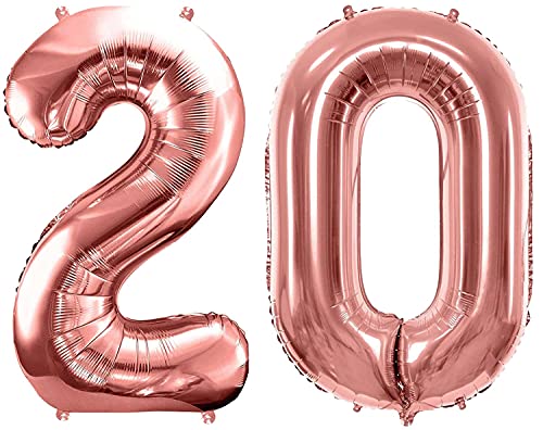 Luftballon 20. Geburtstag Rose-Gold Folienballon 20 XXL Größe 86cm-100cm Dekoballon 20 Geburtstag Frauen Mädchen Geburtstag Deko Jubiläum 20 Jahre Folienluftballon Zahl 20 rosegold von Libetui