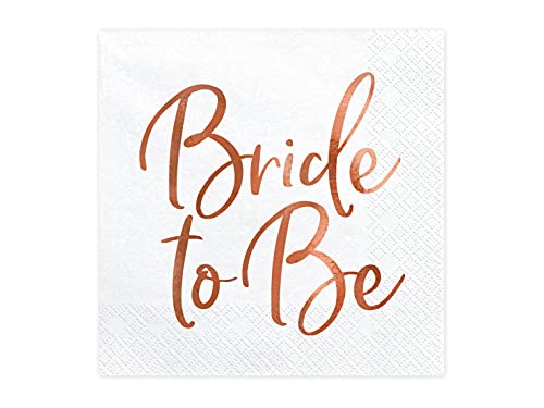 Servietten BRIDE TO BE Partyservietten für JGA Party Tischdeko Junggesellinnenabschied Hochzeit Verlobung, Servietten Braut Rosegold 33 x 33cm von Libetui