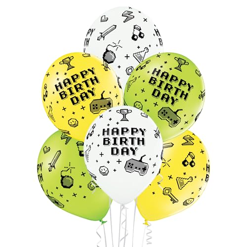 Set 10 Luftballon Happy Birthday Gaming Ballon Made in EU Deko Game Party Spiele Spielabend Geburtstag Kinder Teens Deko Geschenk Kindergeburtstag Gamer Luftballon von Libetui