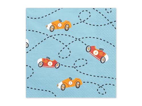 Set 12 Servietten Rennauto Rennwagen Geburtstag Jungen Racing Party Wettrennen Partygeschirr Kindergeburtstag Junge Deko Papierservietten 32x32cm von Libetui