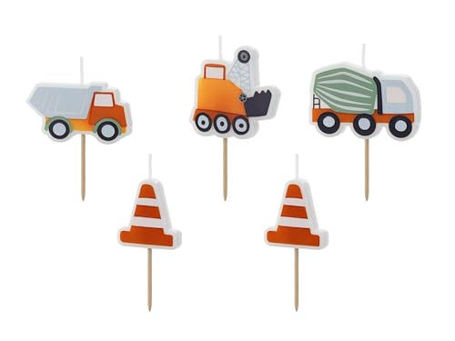 Set 5 Kerzen Baustelle Fahrzeuge Betonmixer Lastwagen Kran Kuchenstecker Cake Topper Kuchendeko Kindergeburtstag Geburtstag Kinder von Libetui