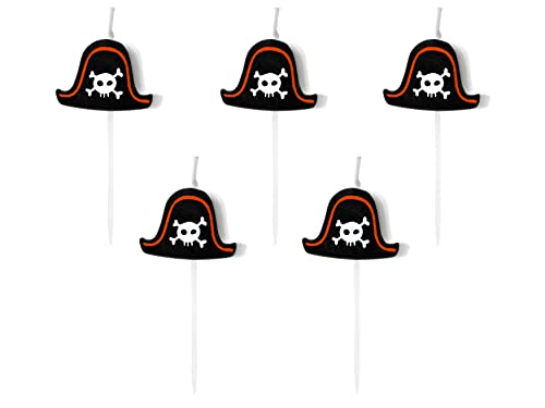 Set 5 Kerzen Piratenhut Piraten Party Pirates Kindergeburtstag Kuchendeko Tortenstecker Topper Cupcakes Muffin Schatzsuche Piraten Party von Libetui