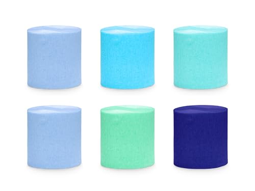 Set 6 Kreppbänder Kreppband Rolle 10 Meter Breite 5cm Krepppapier Deko Party Hochzeit Feier Geburtstag DIY Luftschlangen Crepe Streamer Blau-Grün-Mix Set 6 Kreppbänder Kreppband Rolle 10 Meter Breite 5cm Krepppapier Deko Party Hochzeit Feier Geburtstag DIY Luftschlangen Crepe Streamer Blau-Grün-Mix von Libetui