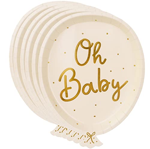 Set 6 Pappteller 'Oh Baby' Teller Baby Party Dekoration Baby Shower Taufe Geschlecht Verraten Party Pappgeschirr von Libetui