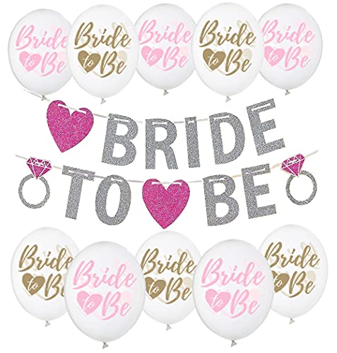 Libetui Set Deko Bride to be Girlande Luftballons JGA Party Bride to be Party Junggesellinnenabschied mit glitzerndem Banner Luftballons Bride to be von Libetui