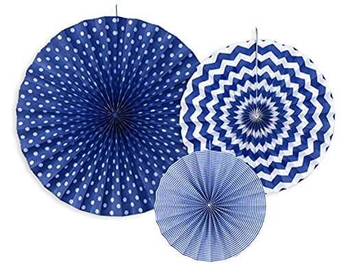 Set Rosette Marineblau Geburtstag Deko Party Deko Rosetten Set Dekorative Fächer Papier Deko Rosetten Papierfächer Papierrosetten für Hochzeit Geburtstag Party Fest Feier Home Deko Wanddeko Marineblau von Libetui